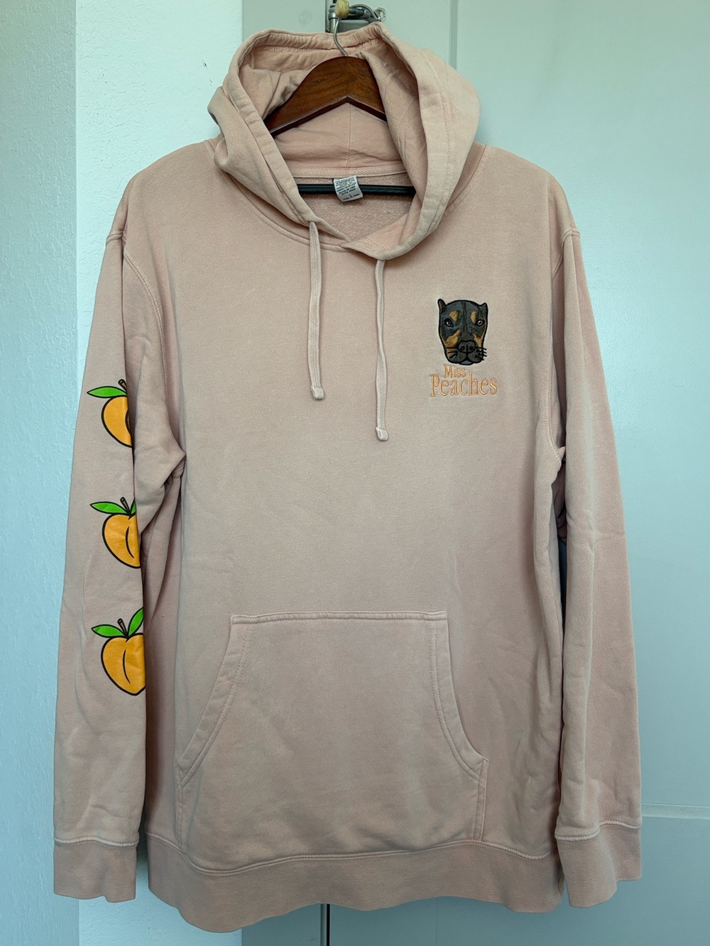BARSTOOL SPORTS MISS PEACHES ADOPT DONT SHOP PINK HOODIE MENS LARGE